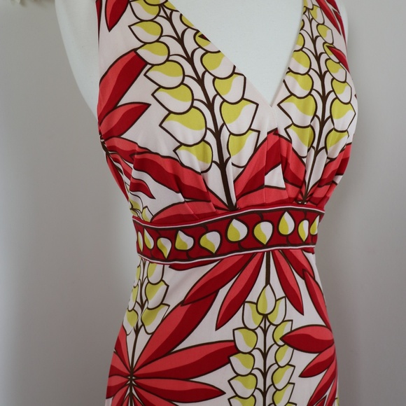Tory Burch Floral Dress In Silk Jersey - Designer Sheath Dress For Summer - Picture 3 of 11